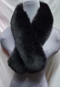 Real Fox Fur Scarf Collar Black Wrap Stole Fling New Manufactured in the US - Picture 1 of 3