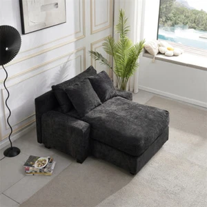 Modern Single Sofa Couch Chenille Upholstery Sleeper Sofa Bed Daybed w/3 Pillows - Picture 1 of 12