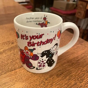 Vintage "¡Es tu cumpleaños!" Taza de café con temática de payasos de Applause Jubilee - Imagen 1 de 6