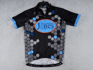 Pactimo Cycling Jersey Adult Medium Black Blue Two Wheel Jones Full Zip Poly - Picture 1 of 15