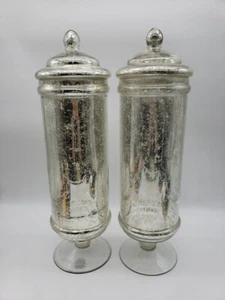 Pair Mercury Glass Apothecary Jar 19" Tall - Picture 1 of 7