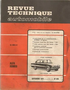 REVUE TECHNIQUE AUTOMOBILE 293 RTA 1970 ALFA GIULIA BERLINE COUPE SPIDER 1750 - Imagen 1 de 4