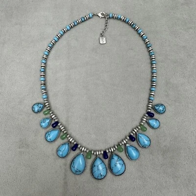 Ожерелье Chaps из искусственной бирюзы в стиле навахо висячая каплевидная индейка - Изображение 1 из 4