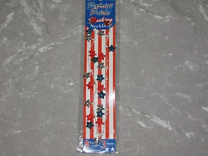 Flashing Red White Blue Stars Holiday Seasonal Fashion Festive Necklace NEW! - Picture 1 of 2