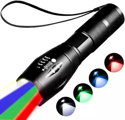 Linterna LED 4 en 1 Linterna recargable de luz roja, verde, azul y blanca - Imagen 1 de 4