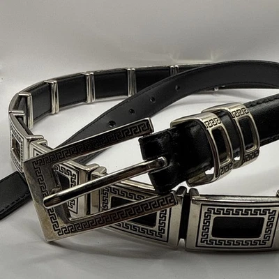 Vintage Western Leather Concho Belt Silver Tone Studs Hardware Rockabilly XL - Image 1 of 4