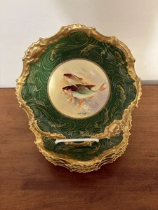 7 Limoges Fish Plates - Picture 1 of 10