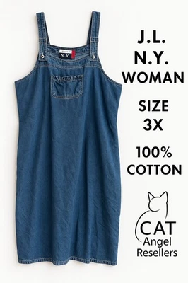 J.L. Vestido Mono Mujer Nueva York Denim 3X Azul 100% Algodón Correas Ajustables Cremallera Foto 1 de 4
