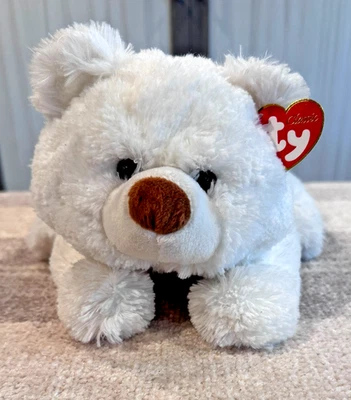 Ty Classic ICICLE Polar Bear Plush Beanie Buddies White 2005 13" Laying w/Tag - Image 1 of 4
