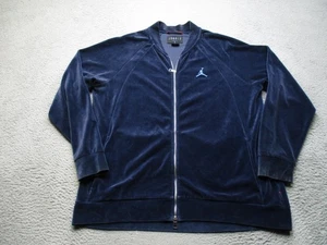 Jordan Jacket Mens 2XL Navy Blue Velour Full Zip Track Raglan Jumpman Practice - Picture 1 of 10
