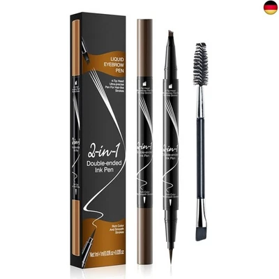 QILNYEH Augenbrauenstift Wasserfest, 2-in-1 Dual-Ended Microblading Eyebrow Pencil,