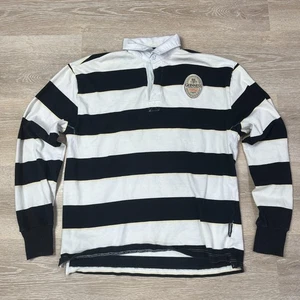 Camisa de rugby Guinness para hombre XL negra blanca a rayas manga larga parche 100 % algodón - Imagen 1 de 5