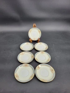 Vintage Set of 7 Noritake Occupied Japan Chevonia Pattern 5 5/8" Saucers - Picture 1 of 24