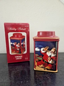 Coca-Cola Santa Stoneware Canister 32oz Holiday Portraits w/ Box #493769 2002 - Picture 1 of 10