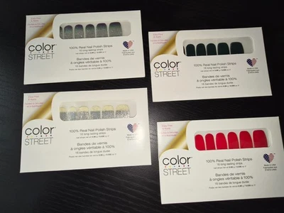 Lot Of 4 Color Street Real Nail Polish Strips Glitter Sparkle Patterns Retired - Image 1 of 4