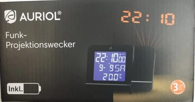 digitaler Funk- Projektionswecker von AURIOL, schwarz, neu & OVP - Bild 1 von 2