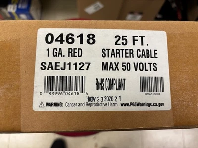 Deka Red 1 Gauge Battery Starter Cable 25 Feet - Image 1 of 3