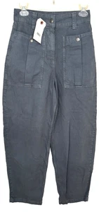 Topshop Damen Twill Barrel Hose hohe Leibhöhe Größe 4 neu mit Etikett türkis/grau Leinenmischung - Bild 1 von 4