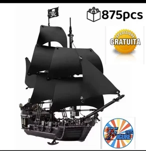 NAVE PIRATI DEI CARAIBI LA PERLA NERA BLOCK MATTONI 875 Pezzi STILE LEGO - Foto 1 di 4