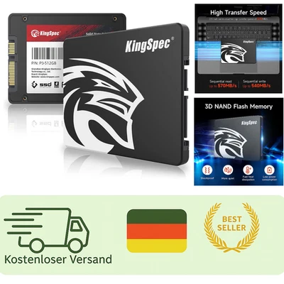 KingSpec 256GB SSD 2.5 SATA 3D NAND 550MB/s 3 Jahre Garantie - Bild 1 von 4