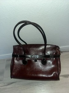 BORSA RINA RICH GRANDE TRACOLLA IN PELLE MARRONE. - Foto 1 di 6