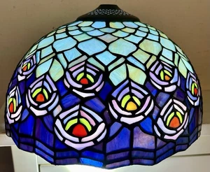 Stained Glass Lamp Shade Floral Mission Tiffany Style 12” X 7” Tulip Rose EUC! - Picture 1 of 6