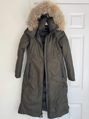 Andrew Marc Parka Chaqueta Abrigo con Capucha de Piel Real Verde Oliva Mujer XS  Foto 1 de 4