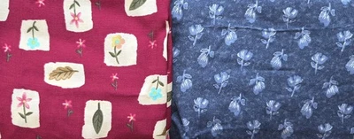 Polyester Blend Rayon Floral Fabric Lot Of 2 - Image 1 of 4