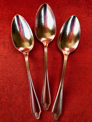 COMMUNITY PLATE GEORGIAN set of 3 OVAL SOUP TABLE SPOONS EXCELLENT! - Image 1 of 4