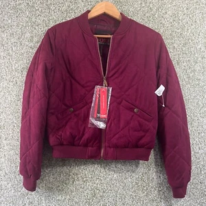 Yoki Jacket Junior Womens Medium Red Burgundy Quilted Zip Up Bomber NWT - Picture 1 of 7
