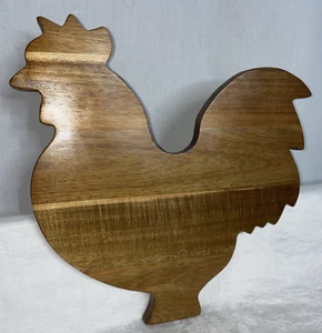 Chicken Shaped Varnished Wooden Farm House Home Cutting Board Decor 13"x13"x 3/4 - Picture 1 of 10