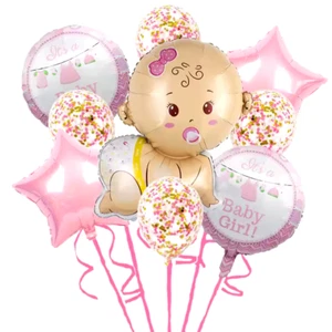 GIRL! BALLONS FOIL baby shower, gender reveal & party decort, 9 pcs - Picture 1 of 1
