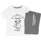 'Girl With Umbrella' Kids Nightwear / Pyjama Set (KP020580)