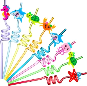 24 Pcs under the Sea Drinking Straws Animal Silly Straws under the Sea Birthday - Picture 1 of 12