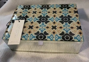 RACHEL ZOE Glas Schmuck und Schmuckschatulle verspiegelt Filzfutter Aqua & Braun - Bild 1 von 10