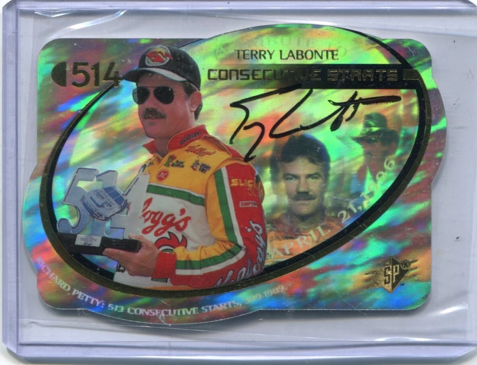 1996 SPx Racing  TERRY LaBONTE  Consecutive Starts Holographic Autograph  NASCAR - Image 1 of 1