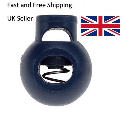 Spring Loaded Plastic Round Toggle Stopper Cord Locks 10pcs 5pcs 1pcs Black UK - Image 1 of 1