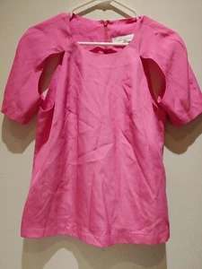 Hot Pink dress blouse unique top with cutout arms - Picture 1 of 5