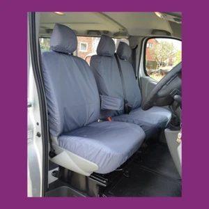 Vauxhall Vivaro 2001-2006 Tailored Waterproof Grey Front (W/Armrest) Seat Covers - Picture 1 of 2