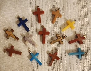 Semi-precious gemstone charms Cross NEW Jasper Crystal Goldstone CHOOSE LOT - Picture 1 of 21