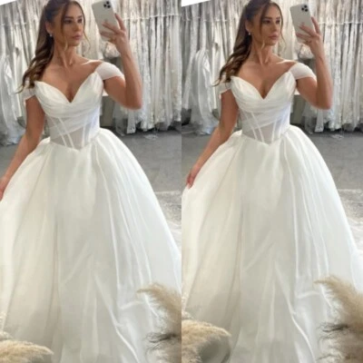 Chiffon Wedding Dresses Beach Boho Sweep Train White Ivory Elegant Bridal Gowns - Image 1 of 4