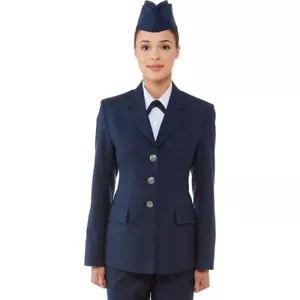 FEMALE WOMEN’S AIR FORCE USAF CAP ENLISTED BLUE SERVICE DRESS COAT JACKET 12-14 - Picture 1 of 3
