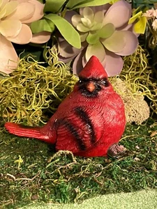 Flower Pot Shelf Sitter Fairy Garden CARDINAL BIRD Songbird Memorial Cardinal - Picture 1 of 1