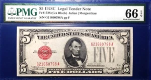 1928C $5 Legal Tender Note Fr-1528 PMG66 Gem EPQ - Picture 1 of 4