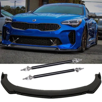 Front Bumper Lip Splitter Spoiler + Strut Rod For 2012-2021 Kia Stinger GT-Line - Изображение 1 из 4