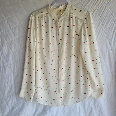 Faded Glory Women’s Button-Down Shirt Size 2XL  Long Sleeve Polka-dot Print  - Image 1 of 4