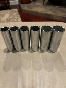 Craftsman 1/2" Drive 6-Piece Deep 12-Point SAE Socket Set made in USA - Picture 1 of 5