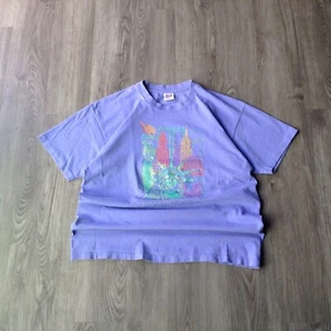 Vintage 90s New York City Shirt - Purpl - Freiheitsstatue Skyline Art Graphic - XL - Bild 1 von 7