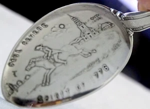 Boston Mass. Paul Revere's Ride Sterling 6" Sterling Souvenir spoon .86oz 25gr - Picture 1 of 6