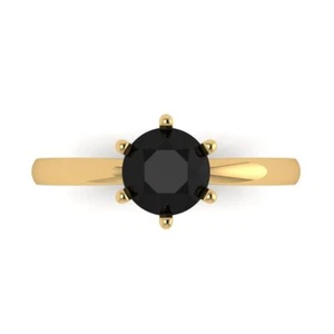 Anillo de compromiso solitario de ónix natural de 1 cttw - oro macizo de 14K (oro amarillo) - Imagen 1 de 11